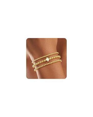 9112 Gold Bracelets - 18K Gold Beaded Bracelets Stack Strand Bead Ball